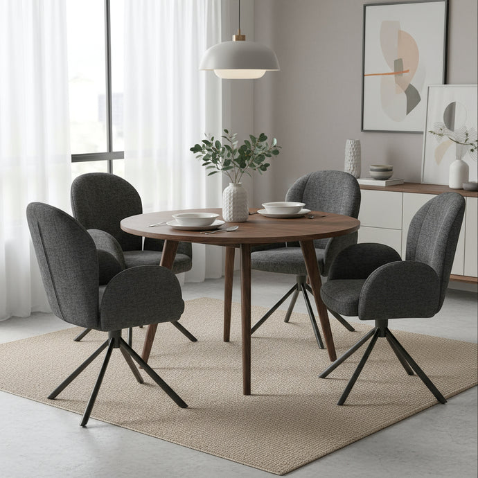 רביעית כיסאות פינת אוכל מסתובבים באפור