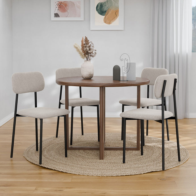 רביעית כיסאות מודרנים עם ריפוד קורדרוי בז' אפרפר