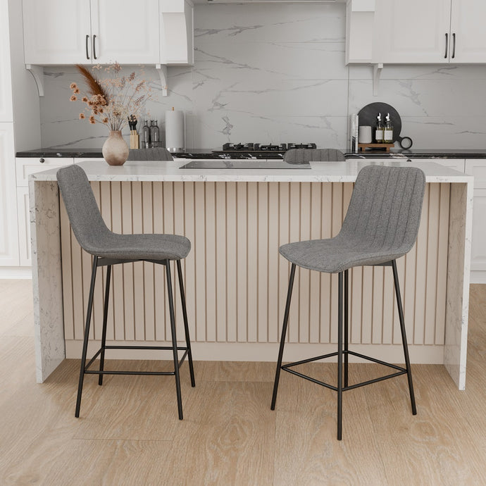 כיסא בר מרופד ורך בצבע אפור