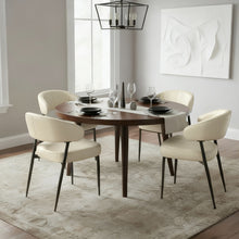 טען את התמונה לגלריה , רביעית כיסאות פינת אוכל עם משענת בגימור דמוי עור יוקרתי שמנת
