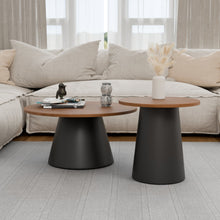 טען את התמונה לגלריה , זוג שולחנות מודרניים בצבע אלון
