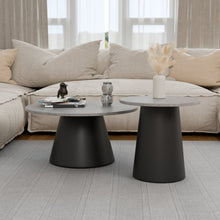 טען את התמונה לגלריה , זוג שולחנות מודרניים בצבע אפור בטון
