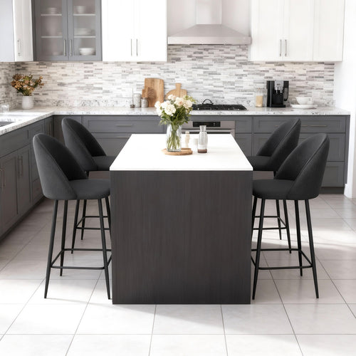 רביעית כיסאות בר יוקרתים ומרופדים בשחור