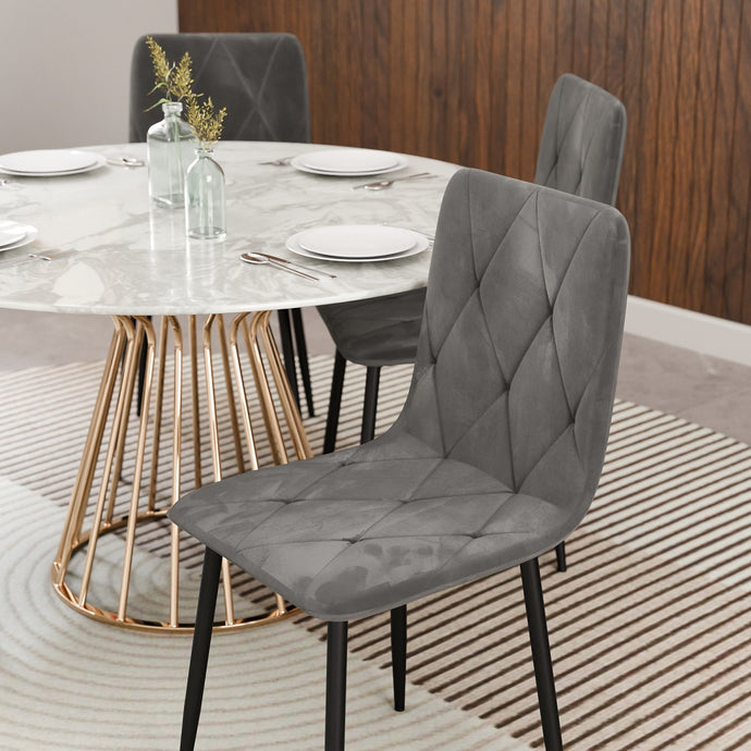 כיסא פינת אוכל מרהיב בסגנון מעוינים אפור