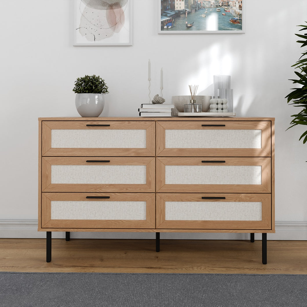 שידת שש מגירות מודרנית בשילוב מגירות דמוי ראטן אלון