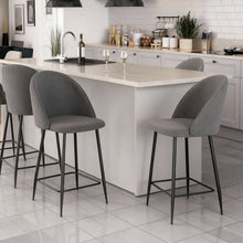 טען את התמונה לגלריה , כיסא בר יוקרתי ומרופד באפור
