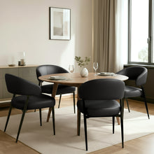 טען את התמונה לגלריה , רביעית כיסאות פינת אוכל עם משענת בגימור דמוי עור יוקרתי שחור
