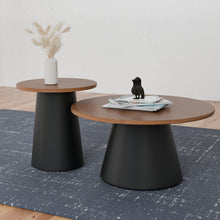 טען את התמונה לגלריה , זוג שולחנות מודרניים בצבע אגוז
