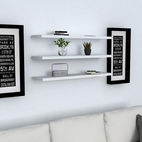 שלישיית מדפים צפים בצבע לבן