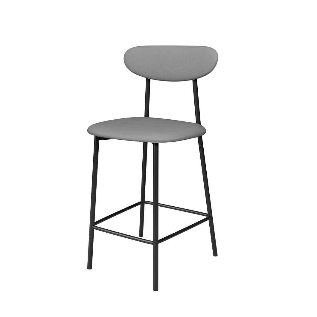 כיסא בר מודרני עם מושב דמוי עור בצבע אפור