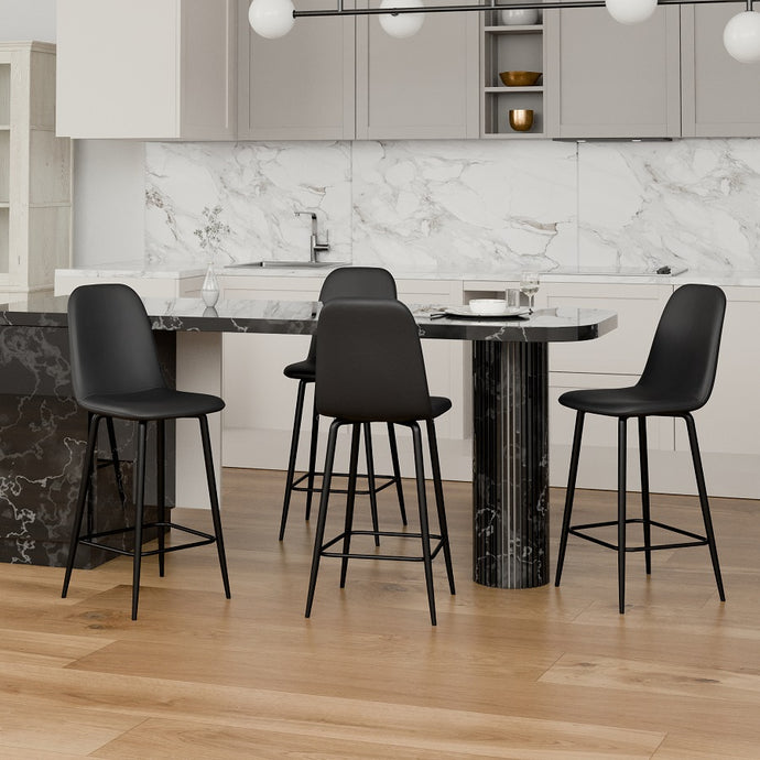 כיסאות בר מעוצבים דמוי עור בשחור