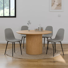 טען את התמונה לגלריה , רביעית כיסאות פינת אוכל בריפוד בד אפור
