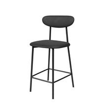 טען את התמונה לגלריה , כיסא בר מודרני עם מושב דמוי עור בצבע שחור
