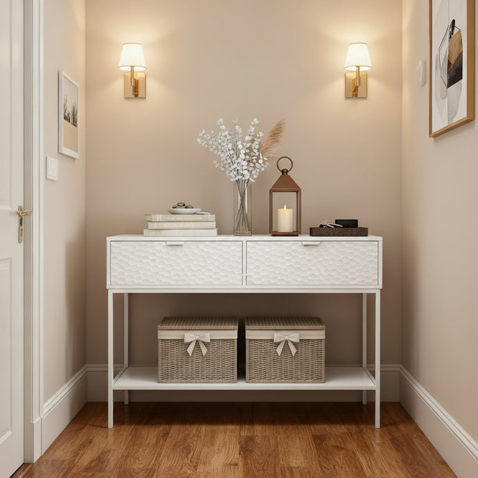 קונסולה בעיצוב נקי ואלגנטי צבע לבן