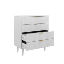 טען את התמונה לגלריה , קומודה ארבע מגירות יוקרתית לבן מגירות פתוחות
