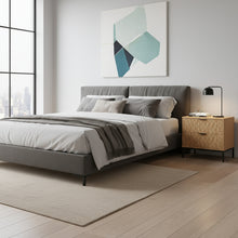 טען את התמונה לגלריה , שידת לילה יוקרתית עם 2 מגירות רחבות צבע אלון
