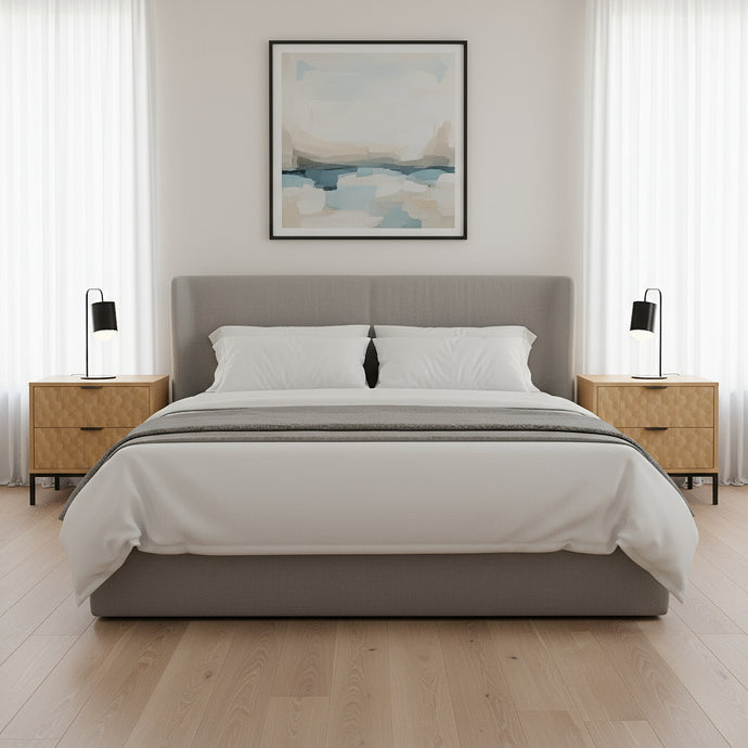 זוג שידות יוקרתיות עם 2 מגירות רחבות בצבע אלון