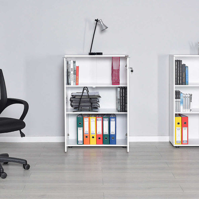 ארונית משרדית בצבע לבן ובעיצוב קלאסי