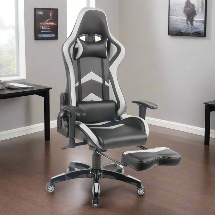 כיסא גיימר יוקרתי עם הדום שחור אפור