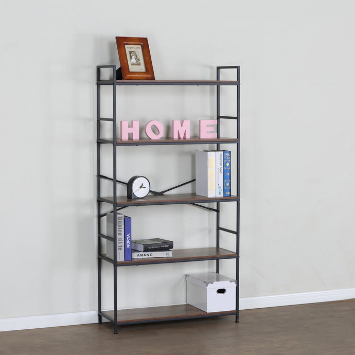 ספרייה מעוצבת בעלת חמישה מדפים