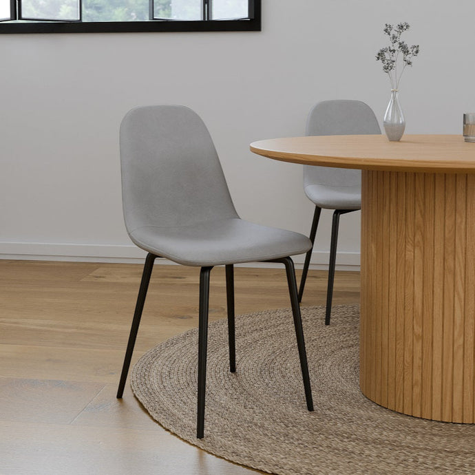 כיסא לפינת אוכל דמוי עור תעשייתי אפור