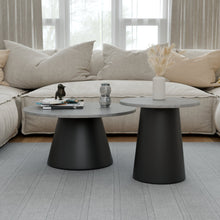 טען את התמונה לגלריה , זוג שולחנות מודרניים בצבע אפור בטון
