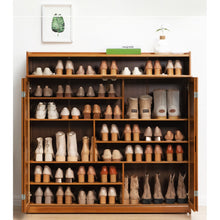 טען את התמונה לגלריה , ארון נעליים 7 קומות מבמבוק משלב דלתות מתקפלות ותא נפתח
