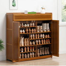 טען את התמונה לגלריה , ארון נעליים 7 קומות מבמבוק משלב דלתות מתקפלות ותא נפתח
