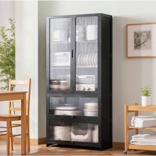 טען את התמונה לגלריה , ארון אחסון מבמבוק משולב דלתות אקריליק למטבח ולבית
