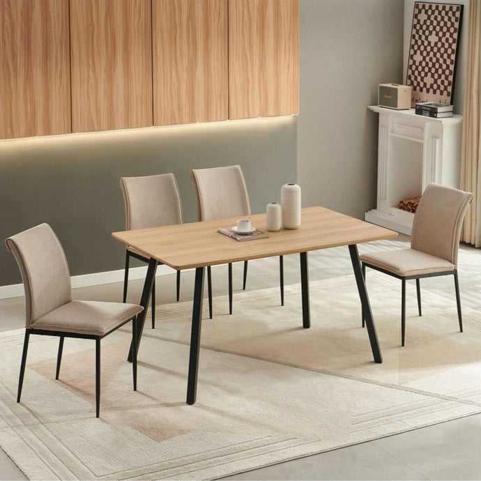 סט 4 כסאות מעוצבים מבד ורגלי מתכת