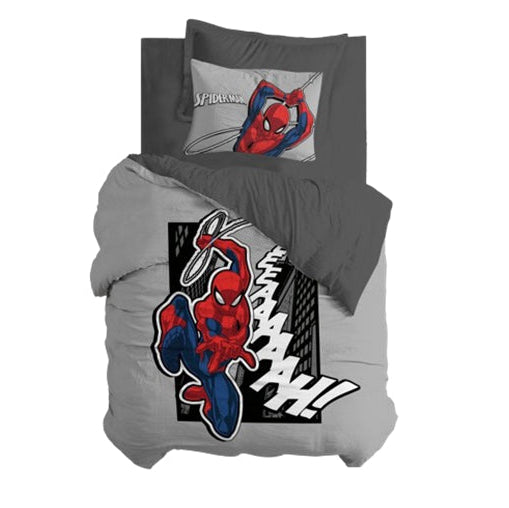 סט מצעים מיטה וחצי 100% כותנה דגם ספיידרמן מזנק