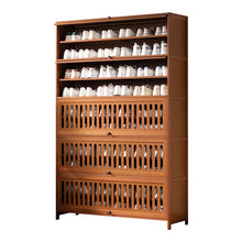 טען את התמונה לגלריה , יחידת אחסון לכ-60 זוגות נעליים מבמבוק משולבת דלתות נושמות
