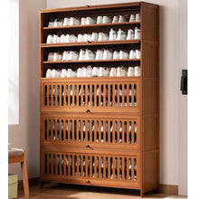 טען את התמונה לגלריה , יחידת אחסון לכ-60 זוגות נעליים מבמבוק משולבת דלתות נושמות
