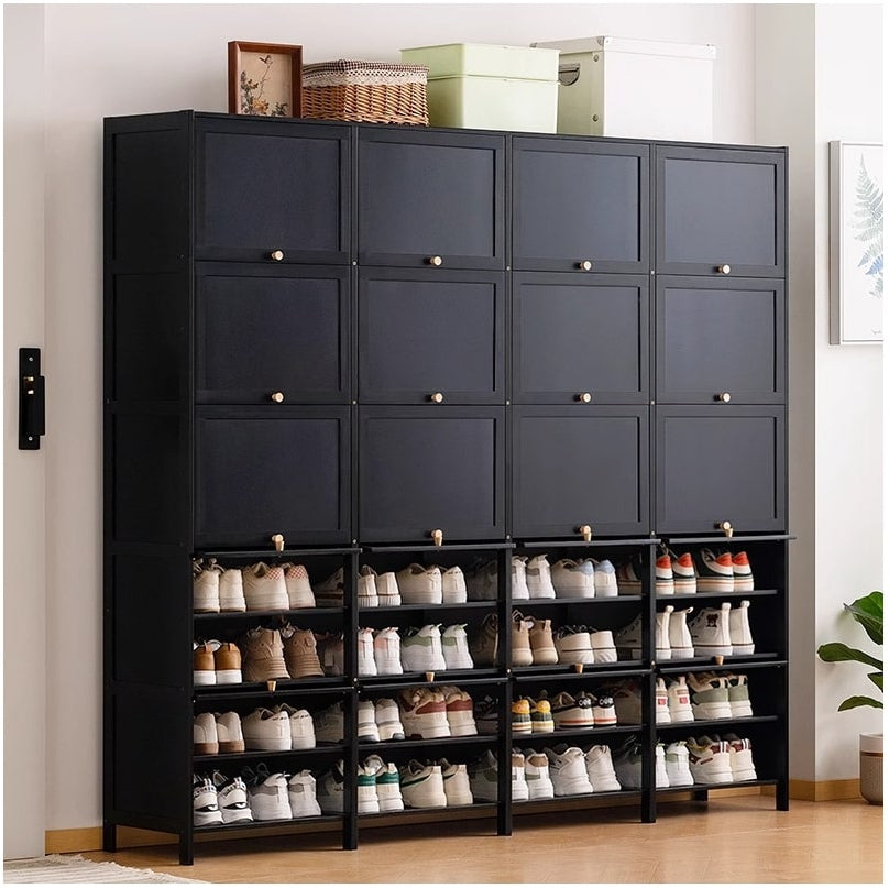 ארון נעליים מבמבוק לכ96 זוגות בצבע שחור