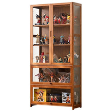 טען את התמונה לגלריה , כוננית אחסון שקופה מבמבוק 3 תאים עם דלתות נפתחות
