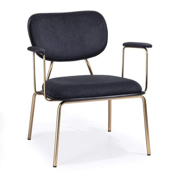 כורסת מעצבים שחור בשילוב רגליים מוזהבות