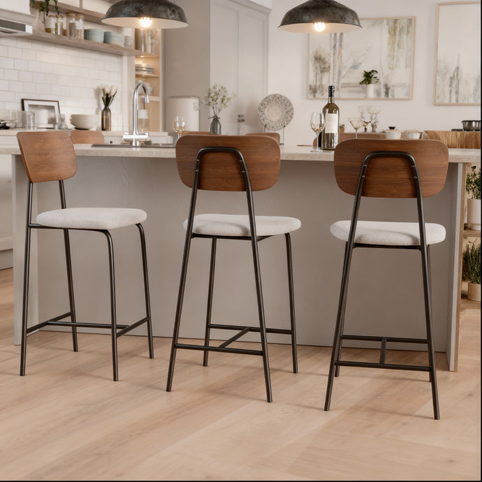 רביעית כיסאות בר אלגנטיים ומינימליסטים בצבע לבן