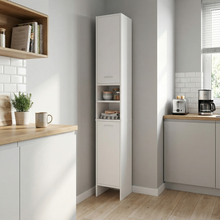 טען את התמונה לגלריה , ארונית שירות צרה המשלבת מדפים פתוחים וסגורים
