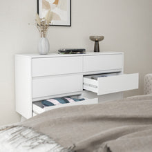 טען את התמונה לגלריה , קומודת שש מגירות מודרנית בלבן מגירות פתוחות
