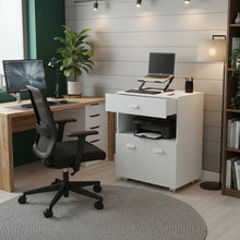 טען את התמונה לגלריה , ארון מטבח נייד רב שימושי בצבע לבן יוקרתי - גם לפינת עבודה
