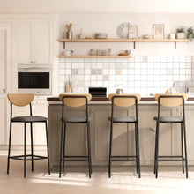 טען את התמונה לגלריה , רביעית כיסאות בר מרופדים באפור מבט מאחור
