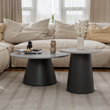 טען את התמונה לגלריה , זוג שולחנות מודרניים בצבע אפור בטון
