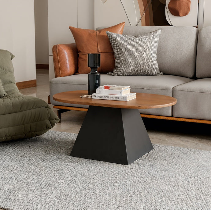 שולחן סלון אליפטי-סטייל מודרני אגוז