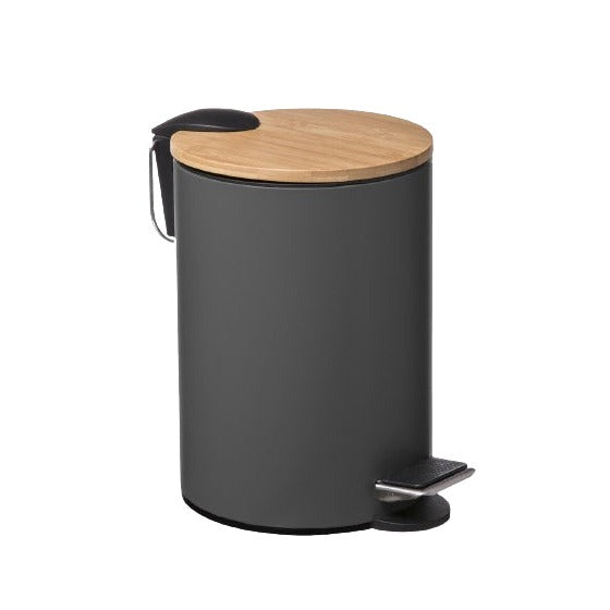 פח אשפה לשירותים משולב מכסה עץ 3 ליטר במגוון צבעים לבחירה