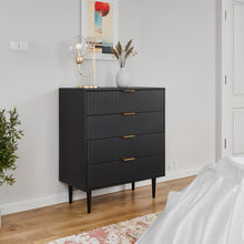 טען את התמונה לגלריה , קומודה ארבע מגירות יוקרתית שחור
