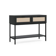 טען את התמונה לגלריה , קונסולת כניסה מעוצבת בסגנון ראטן צבע שחור
