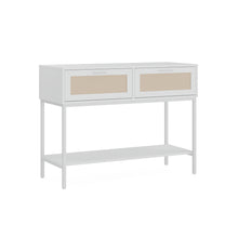 טען את התמונה לגלריה , קונסולת כניסה מעוצבת בסגנון ראטן צבע לבן

