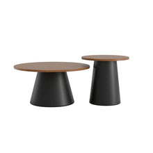 טען את התמונה לגלריה , זוג שולחנות מודרניים בצבע אגוז מבט מהצד
