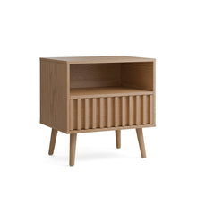 טען את התמונה לגלריה , שידת צד מודרנית עם מגירה מעוצבת ותא אחסון גדול באלון
