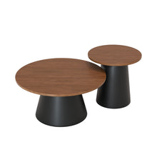 טען את התמונה לגלריה , זוג שולחנות מודרניים בצבע אגוז מבט מעל
